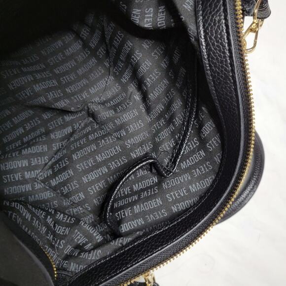 Steve Madden Satchel Purse 3 Compartment Shoulder Bag Black - Picture 13 of 13
